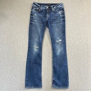 Silver Jeans Women's Boot Cut Jeans - Distressed Blue